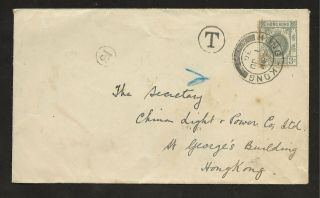 7/1/1936 Hong Kong China Light & Power Local USE Scarce Postage Due on Reverse 2