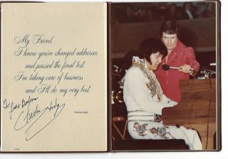 Elvis Presley Signed Oversized Wallet Photo By Charlie Hodge C1978