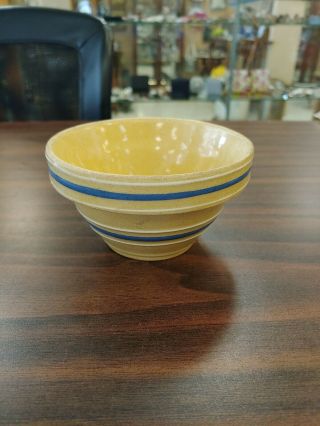 Antique Blue Band Yelloware Stoneware 5 " Bowl - Rare Size