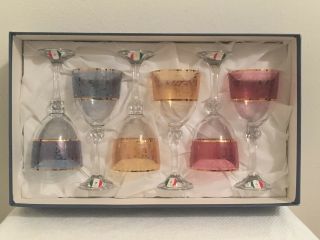 Set Of 6 Italian Crystal Wine Glasses