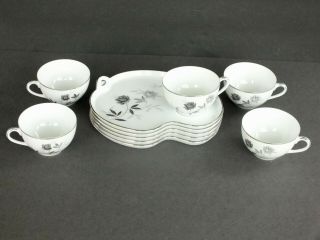 Noritake China Rosamor 5851 Pattern 5 Pc.  Snack Set With Tea Cup