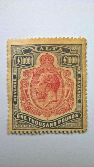 Malta - George V £1000 Revenue Stamp - Cinderella Stamp?