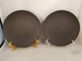 Set Of 2 Wedgwood Basalt Black 9 " Coupe Lunch Luncheon Plates