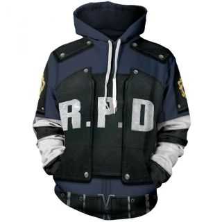 Resident Leon Scott Kennedy Cosplay Hoodie Policeman Costume Sweatshirts Hooded