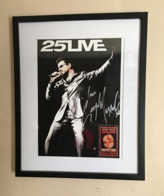 George Michael Signed 25live Poster With Crew Pass Framed 21 X 17