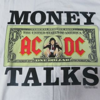 1990 Ac/dc Money Talks Lg T Shirt Vintage - 1990