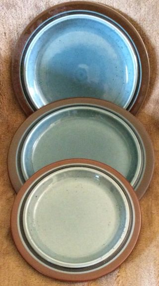 Arabia Of Finland Meri Blue Two Dinner Plates And One Salad Plate