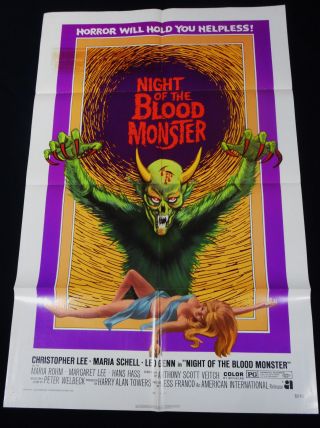 Night Of The Blood Monster 1972 Christopher Lee Maria Schell Horror 1sheet