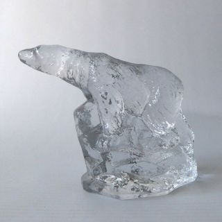 Vintage Bergdala Sweden Art Glass Polar Bear.  Solid Paperweight Figurine,  Nordic