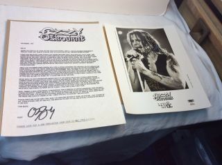 Ozzy Osbourne Signed Photo And 2 Newsletters 1993