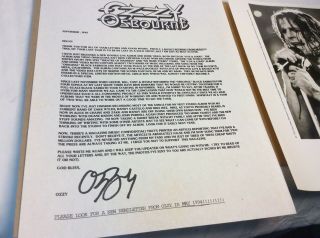 Ozzy Osbourne Signed Photo And 2 Newsletters 1993 2