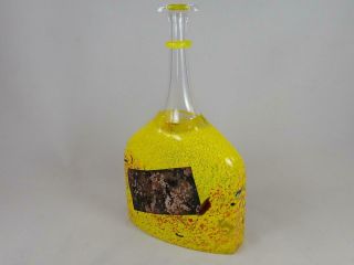 Vintage KOSTA BODA Sweden Bertil Vallien Yellow Art Glass Satellite Bottle Vase 2