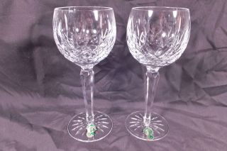 Lovely Pr.  Irish Waterford Crystal Lismore 8 0z Hock Wine Goblets 7 1/2 "