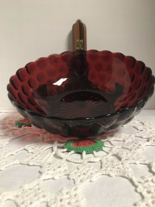 Vintage Anchor Hocking Ruby Red Bubble Vegatable Bowl