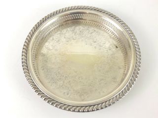 vintage Wm Rogers silver plated round reticulated cocktail tray 670 3