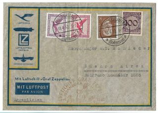 Zeppelin Germany To Argentina Air Cover 1932 Violet Cancel