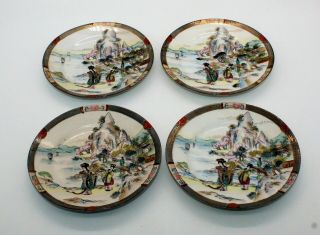 Set Of 4 Antique Japanese Nippon Royal Kaga 6 1/2 " Hand Painted Porcelain Plates