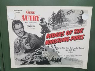 R1954 Riders Of The Whistling Pines Halfsheet Poster Gene Autry Western