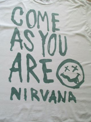 Nirvana Come As You Are Smiley White Green Gray T Shirt Size Xl X - Large
