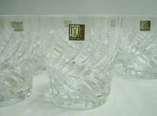 11 Hoya Crystal Large Laurel Cut Double Old Fashioned Glasses Bar Glass Set Nwt