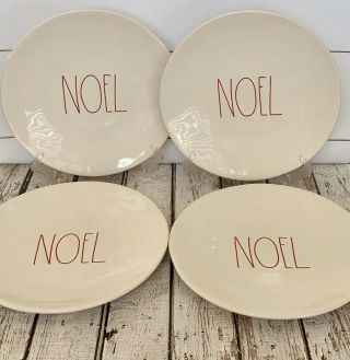 Rae Dunn Set Of 4 ‘noel’ White 11” Ceramic Christmas Dinner Plates Ll Farmhouse.