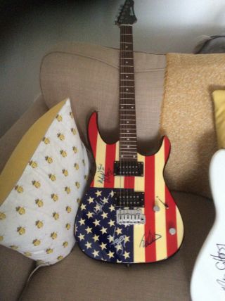 Van Halen Signed Galveston Electric Flag Guitar With Photo Signing