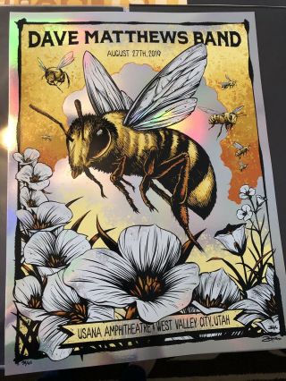 Dave Matthews Band Poster West Valley City Utah 2019 Foil Bee