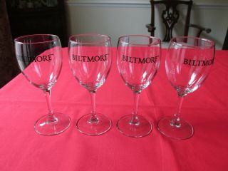 Set Of 4 Elegant Biltmore Estate Winery Asheville Nc Wine Glasses 6 3/4 "