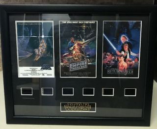 Star Wars Framed Trio Movie Film Cell Memorabilia Collectible Authenticity