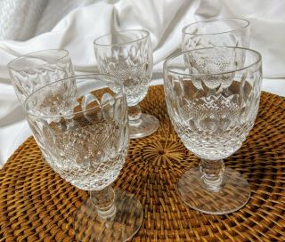 5 Vintage Waterford Crystal Colleen Short Stemmed Wine Glasses - 4.  75 " High