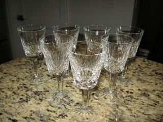 7 Signed Waterford Crystal Lismore 5 1/2 " White Wine Glasses/stems