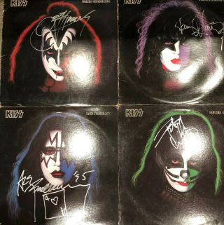 Kiss Set Of 4 Solo Lps Originally Autographed By Gene Paul Ace And Peter