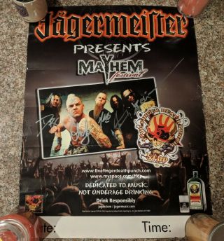 Five Finger Death Punch Autograph Signed Poster 18 " X 24 " Meyham Festival