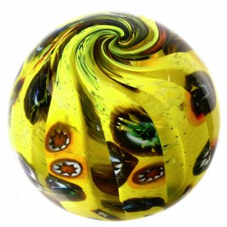 Signed David Atkinson 1978 Deep Channels And Millefiori Canes Paperweight