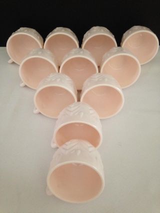 Jeanette Shell Pink Punch Bowl Replacement Cups W/hooks Feather Pattern
