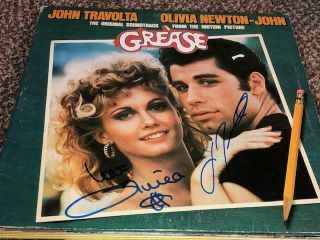 John Travolta & Olivia Newton John Signed Autographed Grease Record Album Lp