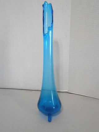 Vintage L E Smith Colonial Blue Swung Vase 15 "