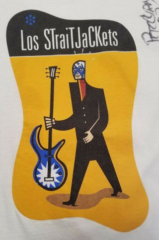 Los Straitjackets Famous Guitar Surf Band 2,  002 Concert Autographed T - Shirt.