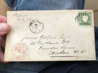 Rare 1878 Portugal Madeira Funchal Postal Cover To London