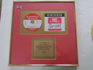 Eminem My Name Is 1999 Official Company Sales Award For 400,  000 Copies