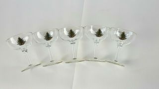 Set Of Five Cuthbertson Christmas Tree Sherbet Or Champagne Glasses