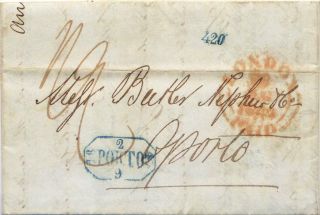 C1933 - Uk - Stampless Paid Folded Letter From London To Oporto,  Portugal - 1844