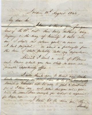 C1933 - UK - Stampless paid folded letter from London to Oporto,  Portugal - 1844 3