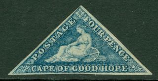 Sg 19c Cape Of Good Hope 1863 - 64.  4d Steel Blue.  Fine Mounted,  Full Marg.