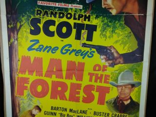 Vinatge 1950 Zane Grey ' s Man Of The Forrest Star Scott Randolph Poster 3