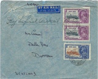Hong Kong 1935 Imperial Airmail Cover To Uk,  Silver Jubilee 10c & 2 X 20c