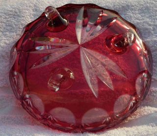 VINTAGE RUBY RED ART GLASS BOWL 3