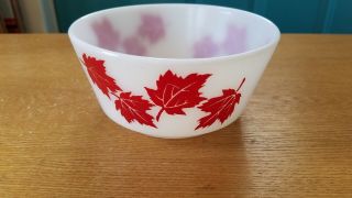 Vintage Hazel - Atlas Milk Glass With Red Maple Leaf Design Cereal Bowl