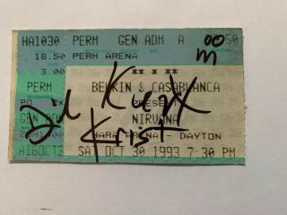 Nirvana Signed Concert Ticket Kurt Cobain 1993 Dayton