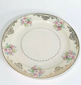 Paden City Pottery Duchess Round Dinner Plate 10” Plate Set Of 8 Ivory Gold
